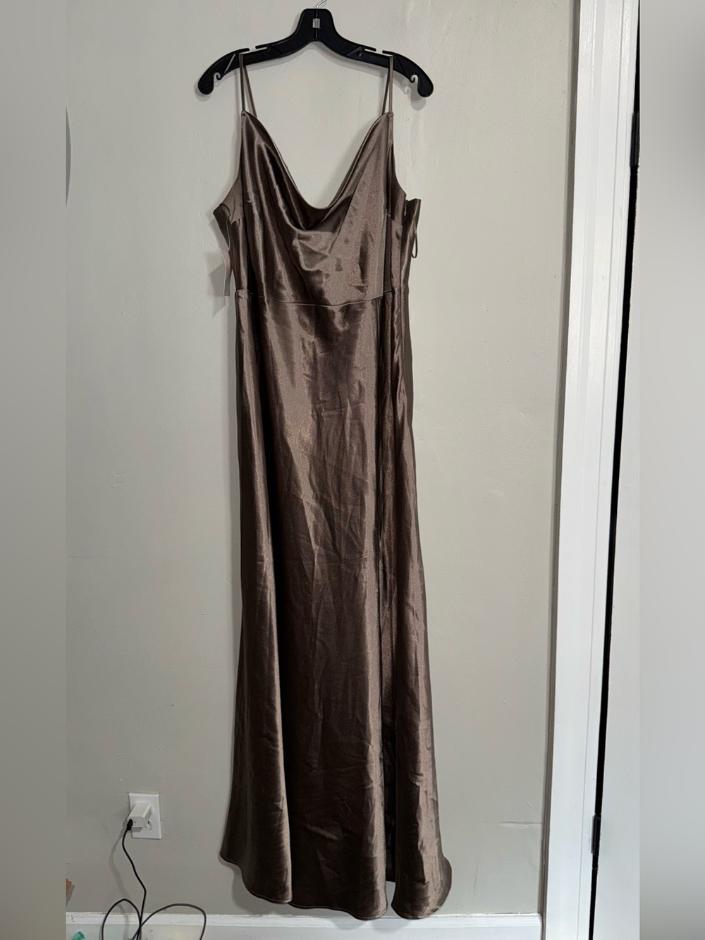 Birdy Grey Bronze Satin Cowl Slip Maxi